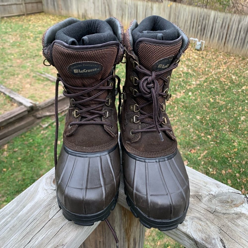 Mens Lacrosse Brown Thinsulate Steel Shank Lace up Duck BOOTS Size 9 298360